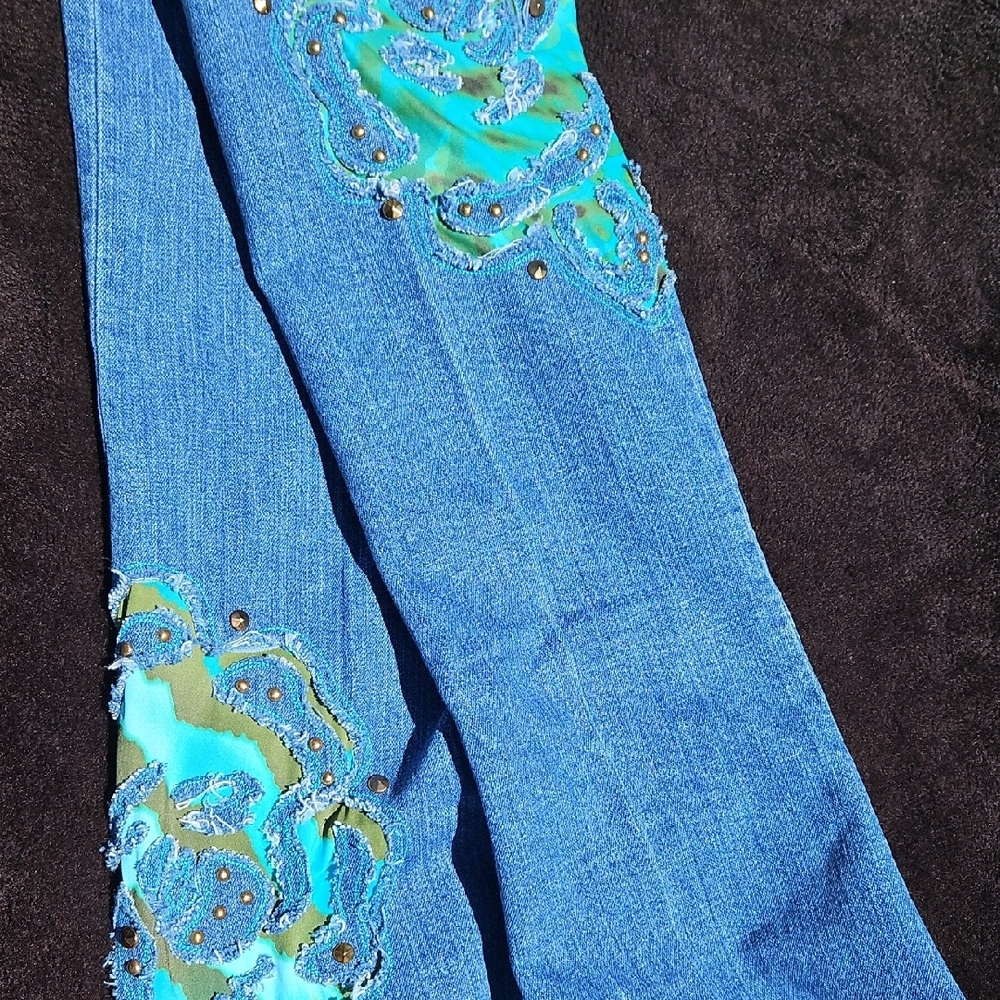 Marciano Blue Jeans with Green Embellishments - Picture 4 of 5
